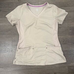 Healing Hands Women's Cream/Tan Scrub Top